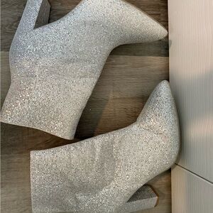 Elegant Silver Women's Ankle Boots